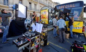 Sète, tournage de la série Candice renoir avec les bus de Thau Agglo