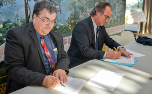 Balaruc-les-Bains, Jardin Antique Méditerranéen, signature convention UTL 34