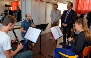 Sète, visite du conservatoire de musique et d'art dramatique avec le président Commeinhes