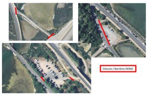 Emplacement des barrières de chantier Aresquiers