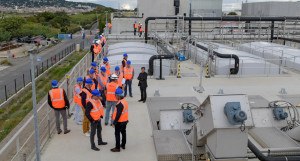 Visite par les élus communautaires de la nouvelle station d'épuration Thau Maritima à Sète le 29 septembre 2022